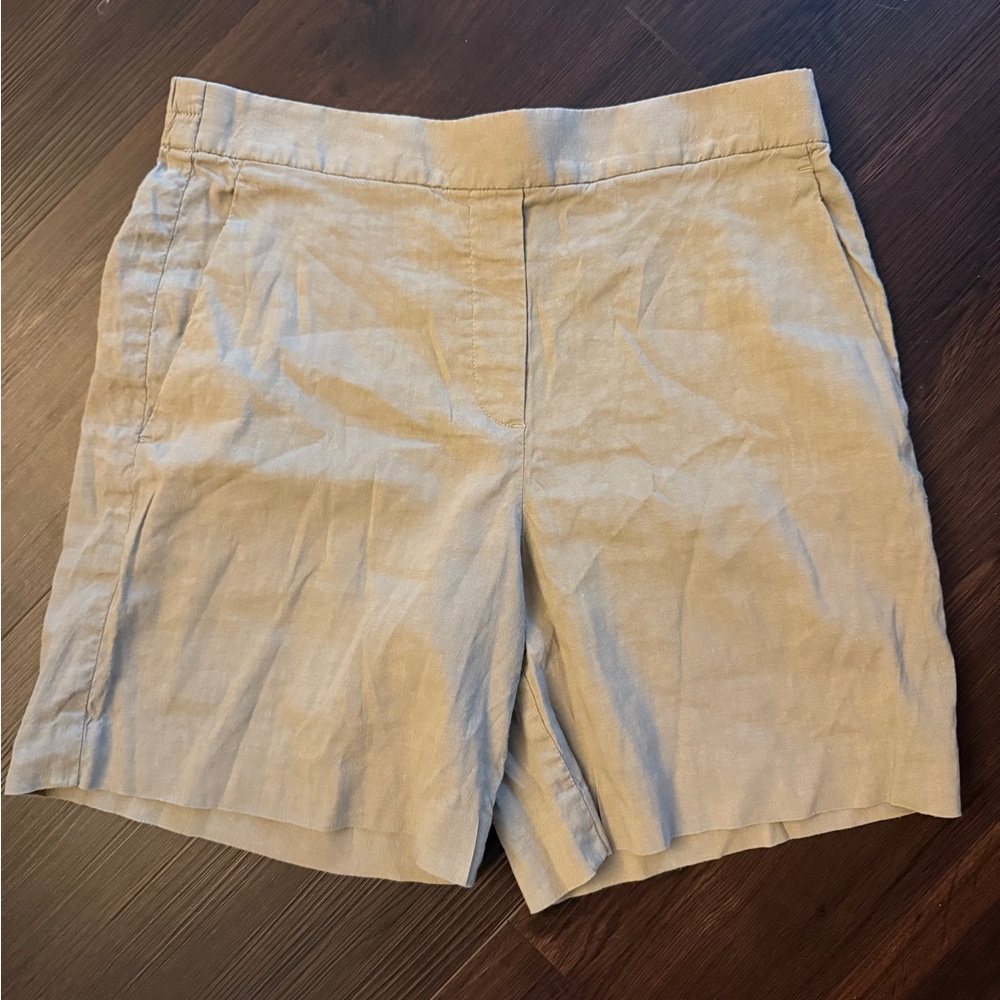 Theory Tan Shorts - Classic Linen & Cotton Blend